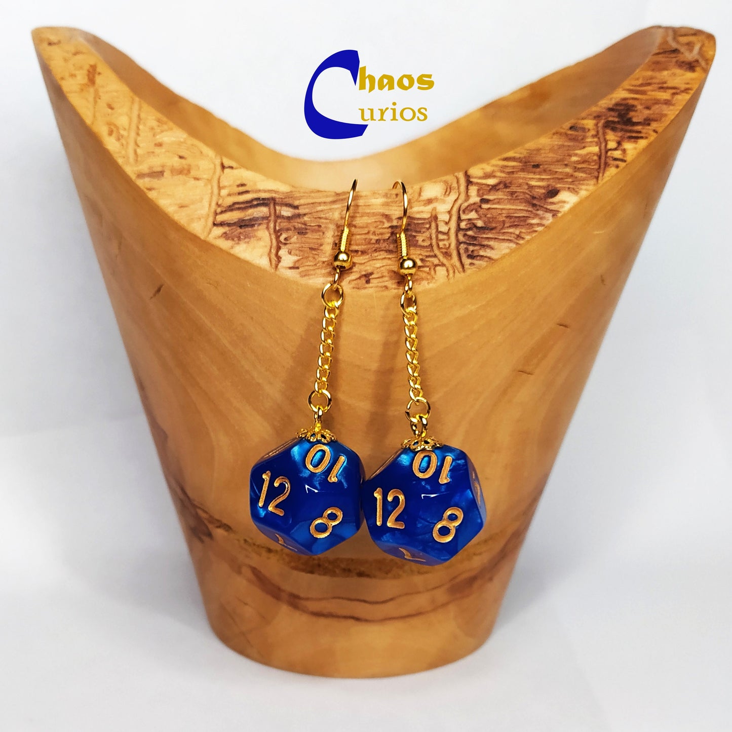 D12 Earrings, Gold Finishing, Dice Art, Health/Mana, Poison Spray, Barbarian Hit Die, Pole Arms