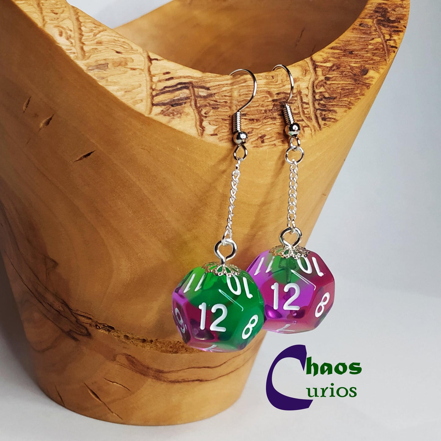 D12 Earrings, Silver Finishing, Dice Art, Poison Spray, Barbarian Hit Die, Pole Arms