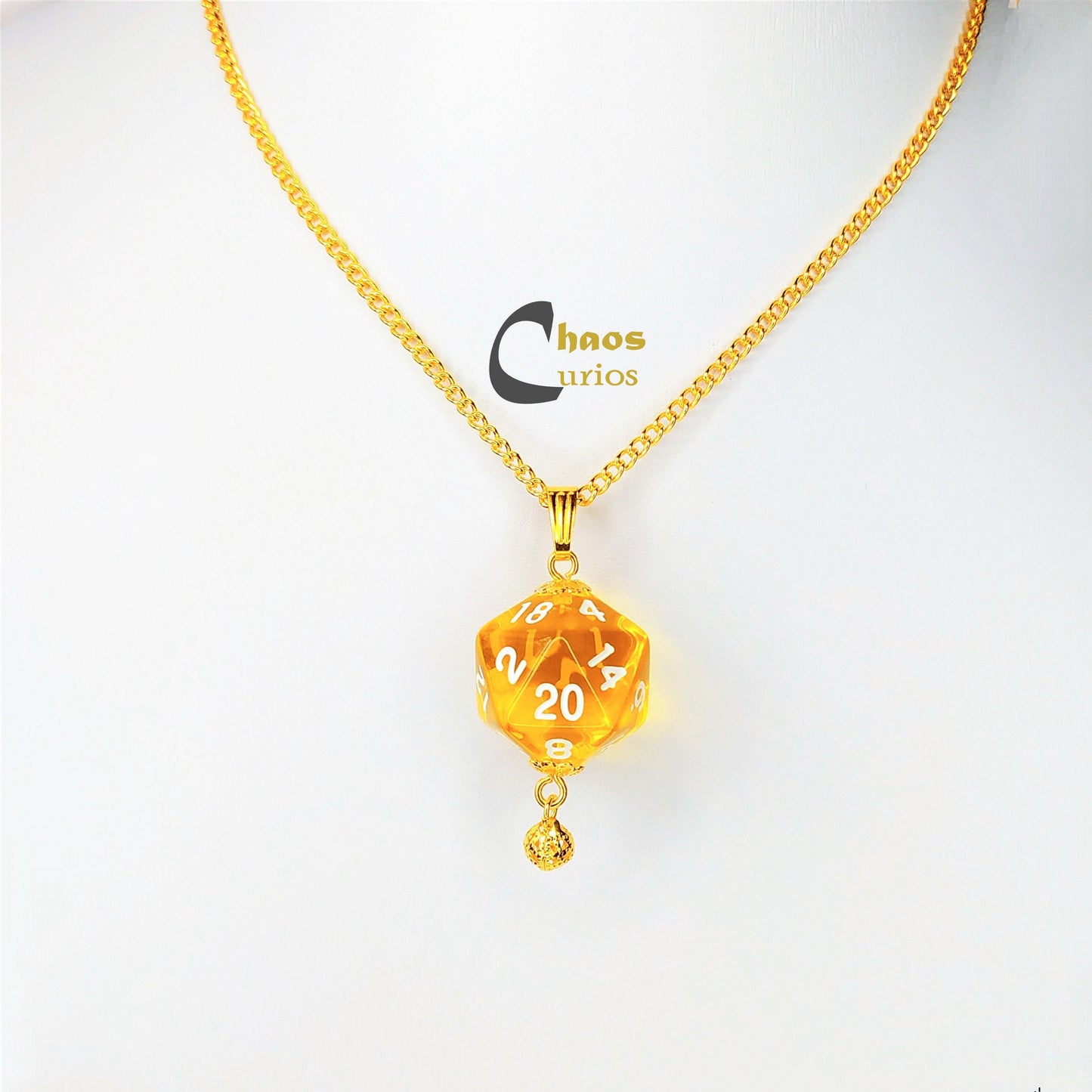 D20 Necklace, Gold Finishing