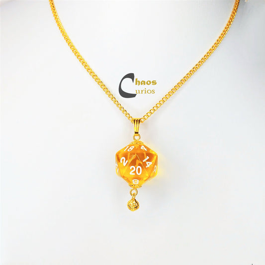 D20 Necklace, Gold Finishing