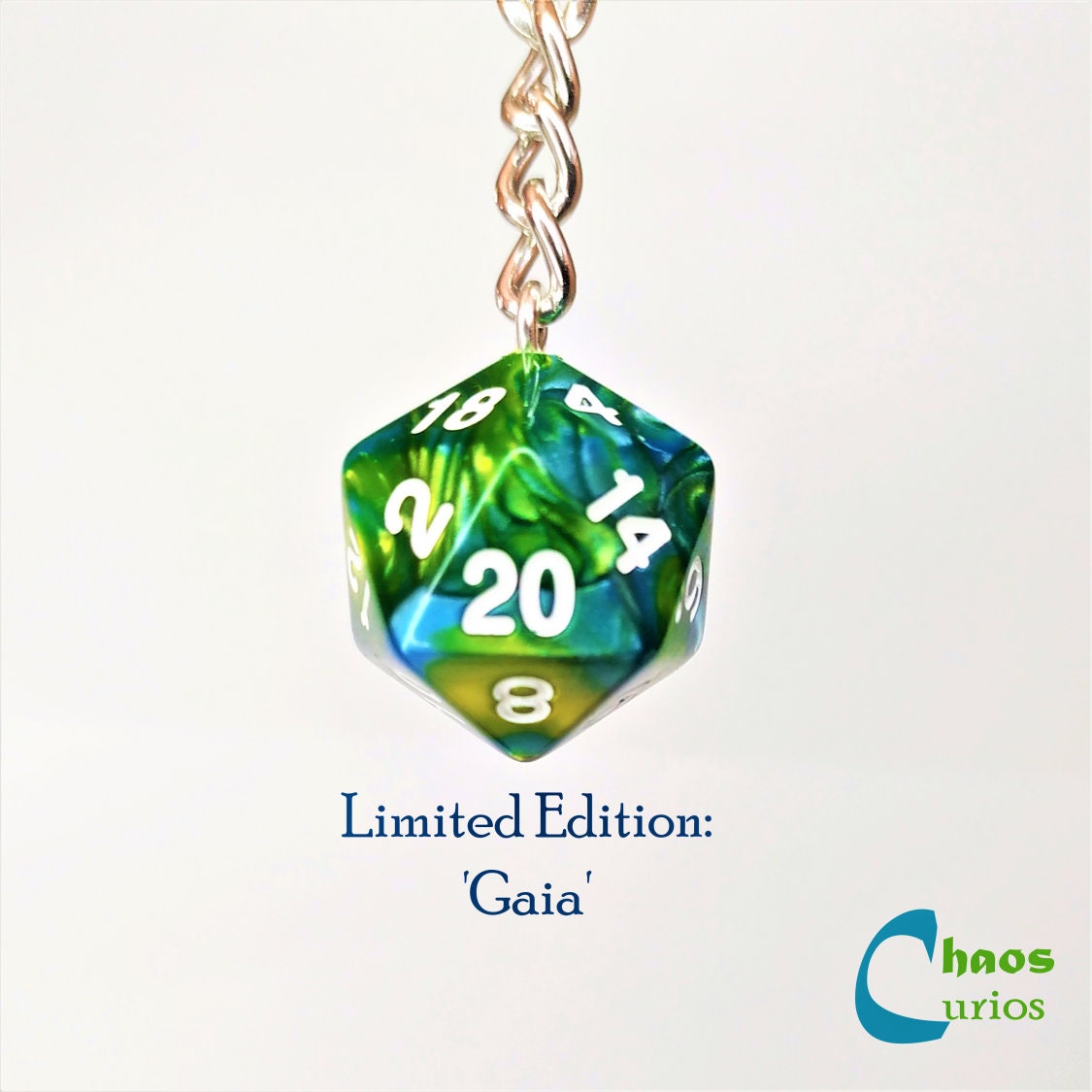 D20 Crescent Moon Necklace, Gold Finishing